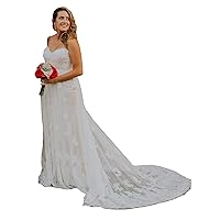 Melisa Plus Size Strapless Lace up Sequins Wedding Dresses for Bride with Train Bridal Ball Gown Long