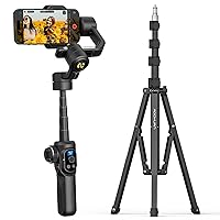 Smart S2 Phone Gimbal Stabilizer Professional Industry-Standard 3-Axis Gimble w/Extendable Rod Microphone Fill Light Gimbal for iPhone&1.7M Complete Camera Tripod
