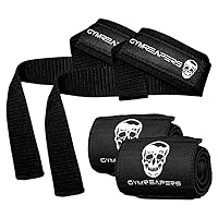 Gymreapers Lifting Wrist Straps for Weightlifting - Padded Neoprene with 18 inch Cotton and Gymreapers Weightlifting Wrist Wraps (IPF Approved) 18
