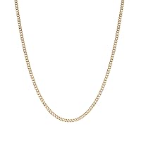 Nautica 14K Gold Plated Brass Necklace - Miami Cuban Flat Link Curb Chain Necklace for Men and Women
