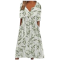 Party Dresses for Girls Short Sleeve Crewneck Floral Print Seamless Modern Plus-Size A-Line Flowy Maxi Dresses