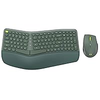 seenda Ergonomic Wireless Keyboard and Mouse Combo - 2.4GHz USB Receiver, Split Keyboard Layout with Wrist Rest, 3-Level Optical Mouse with 6 Button - for Windows and Mac, Green