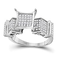 The Diamond Deal 10kt White Gold Womens Round Diamond Elevated Square Cluster Ring 3/8 Cttw