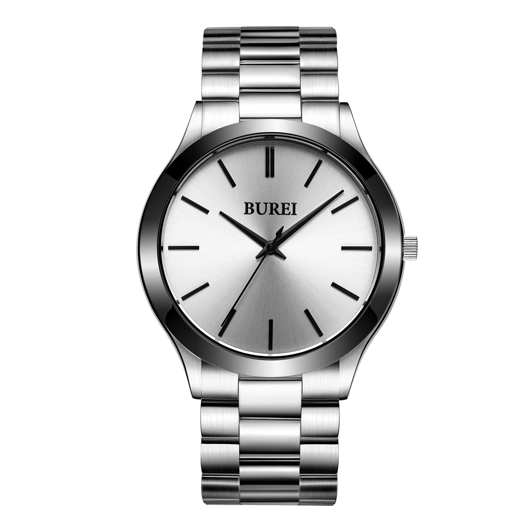 BUREI Fashion Minimalist Business Men's Wrist Watches Stainless Steel Waterproof Quartz Watch for Man