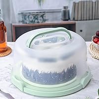 10in Plastic Cake Carrier with Handle, Round Cake Holder with Lid Pink Cake Container for 6in/8in/10in Cake(green)