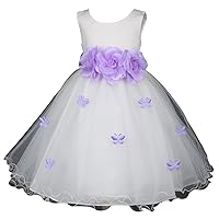 Pink Promise Ivory Flower Girl Wedding Easter Ruffled Tulle Butterfly Petal Dress