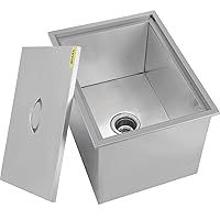 Happybuy Drop In Ice Chest 21''L x 16.8''W x 17.6''H with Cover Stainless Steel Drop In Cooler with Drain Tube and Plug Drop In Ice Bin for Cold Beer Wine