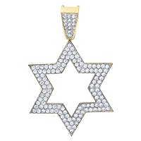 10k Gold Two tone CZ Mens Religious Judaica Star of David Height 39.3mm X Width 26.7mm Religious Charm Pendant Necklace Jewelry for Men