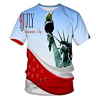 Mens Tee Long Sleeve Sleeve Casual Vintage Independence Day 3D Digital Printing T Shirt Workout Sports Mens