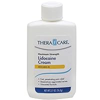 Thera Care Maximum Strength OTC Lidocaine Cream | Numbs Away Pain | Long-Lasting Relief | Non-Greasy | 2.7 Oz