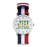 Jiu Jitsu Brazi Flag Women's Watch with Braided Band Classic Quartz Strap Watch Fashion Wrist Watch for Men