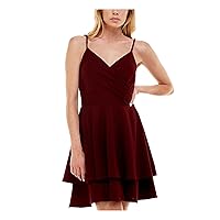 Womens Juniors Spaghetti Strap Short Cocktail and Party Dress