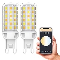 WiFi Dimmable LED Light Bulbs, 4W Replacement 40W Halogen, G9, 2700K-6000K, 2 Pack, Compatible with Alexa, Google Home