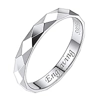 Silvora Personalized Custom 3MM Sterling Silver Band Ring Women Wedding Band Rings for Bride, Thick Plain Silver Rings for Men Size 9