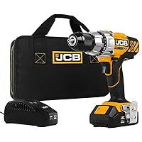JCB Tools - JCB 20V Cordless Drill Driver Power Tool - Includes 2.0Ah Battery, Charger And Zip Case - Variable Speed - Forward And Reverse Rotation - For Home Improvements, Drilling And Screwdriving