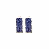 Gemstone Earrings Connector Custom Jewelry Ink Blue Bar Shape Natural Agate Druzy Crystal Earring Making Components Pair