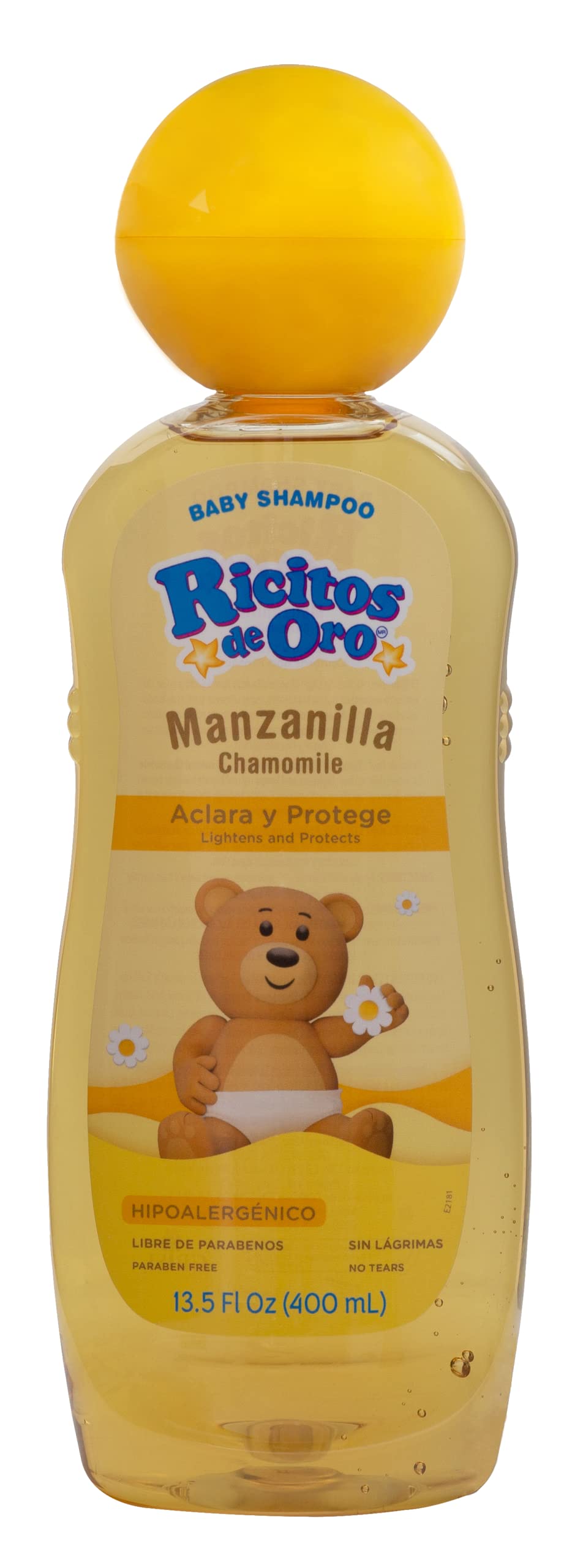 Ricitos de Oro, Baby Shampoo Cleansing and Lightening Baby Shampoo with Chamomile, Paraben Free, Hypoallergenic 2-Pack of 13.5 FL Oz Each, 2 Bottles