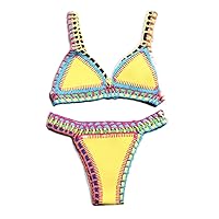 Crochet Bikini Set Preppy Design Colorful Summer Water Activities Best Gift Teen Girls