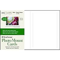 Strathmore Photo Mount Cards, White with Classic Border, 5x6.875 inches, 100 Pack, Envelopes Included - Blank Greeting Cards for Weddings, Events, Birthdays