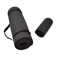 Signature Fitness All Purpose 1/2-Inch Extra Thick High Density Anti-Tear Exercise Yoga Mat and Knee Pad with Carrying Strap and Optional Yoga Blocks, Multiple