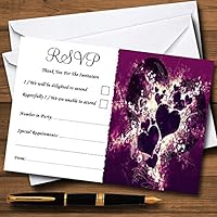 Purple Hearts Romantic Personalized RSVP Cards