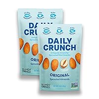 Daily Crunch Sprouted Almonds, 5 Ounce Resealable Bag (Original Sprouted, 2 Pack) - Sprouted and Dehydrated for a Unique Crunch, Keto Friendly, Non-GMO, Oil and Salt Free, Vegan, Healthy Snack