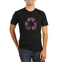Org Men's Fitted T-Shirt Drk I Love to Recycle Symbol with Hearts