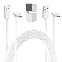 2Pack 20FT/6.1M L-Shape Micro USB Extension Cable Compatible with WYZE Cam Pan V3, 90 Degree Flat Power Cable Charging for Your WYZE Cam Pan V3 Continuously, Waterproof Design Power Cord-White…