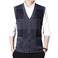 Mens Sweater Autumn Winter V-Neck Slim Fit Sweater Vest Slim Fit Cardigan Knitted Sweater For Men