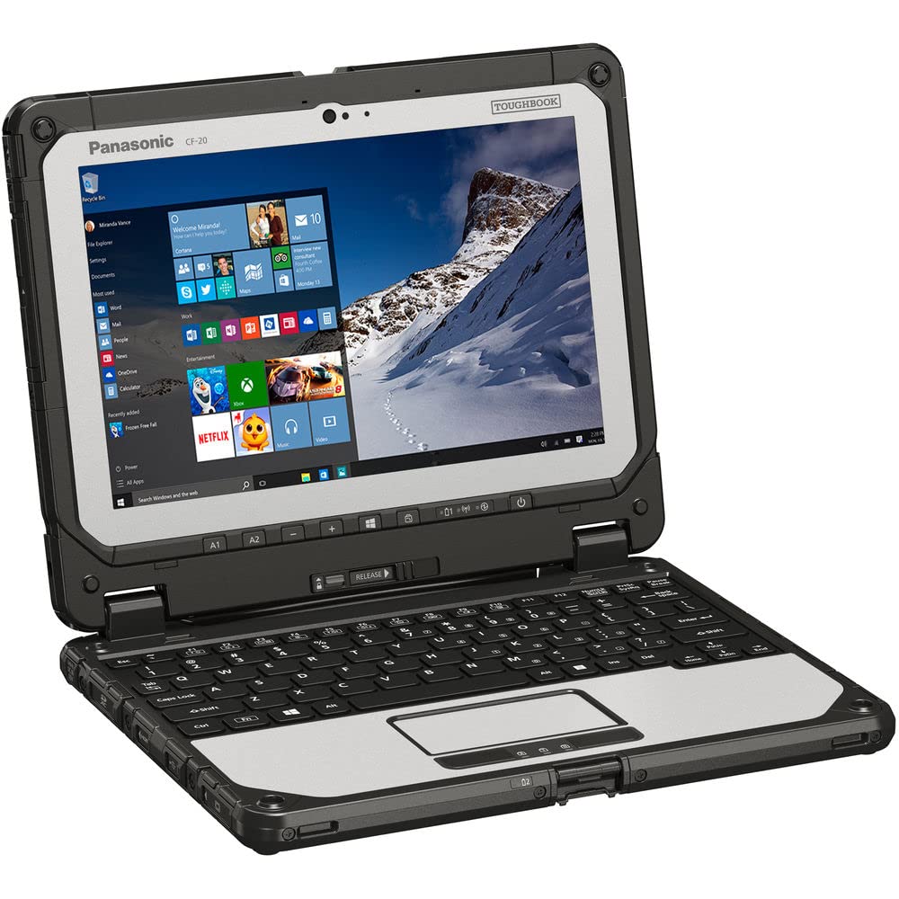 Panasonic Toughbook CF-20, Intel m5-6Y57 1.10GHz, 10.1'' Multi Touch, 8GB, 256GB SSD, WiFi, Bluetooth, Webcam, Rear Cam, Windows 10 Pro (Tablet + Keyboard) (Renewed)