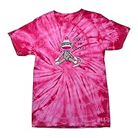 Cancer Awareness T-Shirt Sock It to Cancer Monkey Cute Fund Raising Support Breast Raise Unisex Tee Shirt -Pinktiedye-XL