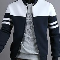 Men's 2023 Fall Fashion Varsity Jacket Causal Lightweight Regular Fit Color Block Full Zip Baseball Bomber Jackets
