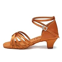 HROYL Girl's Latin Dance Shoes Low Heel Salsa Tango Pratice Proformence Ballroom Dancing Shoes,Model D28