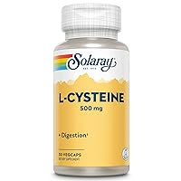 SOLARAY L-Cysteine 500 mg, Digestion, Hair, Skin and Nails Support Supplement, Master Antioxidant, Lab Verified, 60-Day Money-Back Guarantee, 30 Servings, 30 VegCap