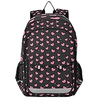 ALAZA Pink Heart Polka Dot Black Backpack Bookbag Laptop Notebook Bag Casual Travel Trip Daypack for Women Men Fits 15.6 Laptop