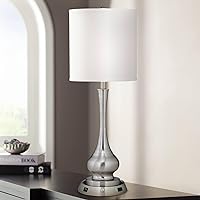 Possini Euro Design Sleek Gourd Modern Table Lamp with Dimmable USB and AC Power Outlet Workstation Charging Base 32