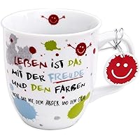 Die Geschenkewelt Happy Life Coffee Mug, Prozellan, multicoloured, 40 cl