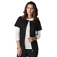 Maevn Women's Back Mesh Panel Short Sleeve Zip Front Jacket(Black, Small)