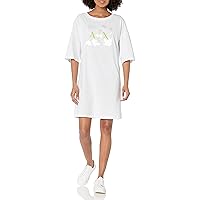 A｜X ARMANI EXCHANGE Women's Bat Sleeve Summer Bp Print T-Shirt Mini Dress