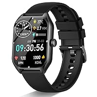 DXHBC Men's Smart Watch with Bluetooth, 1.85 Inch Smartwatch with Waterproof IP68 120+ Sports Pedometer, Men's Smart Watch for Android iOS (Black)
