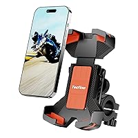 Motorcycle Bike Phone Mount Holder, Handlebar Mounted Cell Phone Holder for Bike, Universal Bicycle Phone Mount, 360° Rotation (Orange)