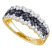 TheDiamondDeal 10kt Yellow Gold Womens Round Black Color Enhanced Diamond Band Ring 1.00 Cttw