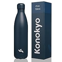 Insulated Water Bottles,25oz Double Wall Stainless Steel Vacumm Metal Flask for Sports Travel,Navy Blue