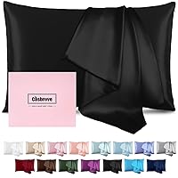 Silk Pillowcase for Hair and Skin Mulberry Silk Pillowcase Soft Breathable Smooth Both Sided Natural Silk Pillowcase with Zipper Beauty Sleep Silk Pillow Case 1 Pack for Gift (Standard, Black)