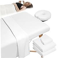 3Pcs/Set Massage Table Cover Soft Massage Bed Cover Reusable Facial Bed Cover Includes Fitted Sheet ＆ Face Cover for SPA Beauty Tattoos White L