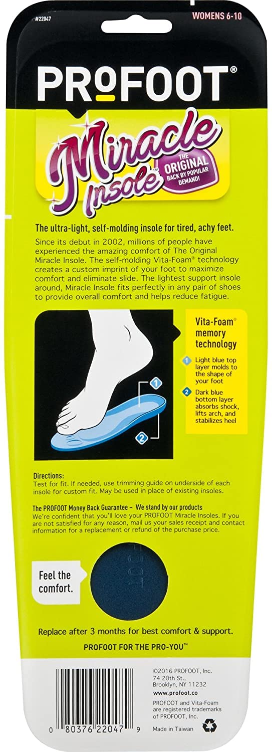 ProFoot Original Miracle Insole, Women's 6-10, 1 Pair