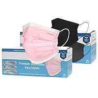 100pcs Litepak Adult Disposable Face Mask - Pink And Black Masks