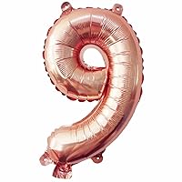 16 Inch Rose Gold Balloons Letter A to Z Number 0 to 9 Foil Balloons for Wedding Prom Birthday Party Baby Shower Christmas Decor (Number 9)