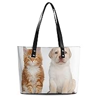 Womens Handbag Cat And Dog Leather Tote Bag Top Handle Satchel Bags For Lady