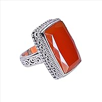 Carnelian Gemstone 925 Sterling Silver Ring Attractive Designer Jewellery For Girls